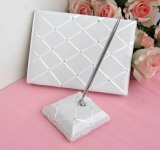 Wedding Guest Messages Book Pen Set Ribbon Diamond & Diamantes